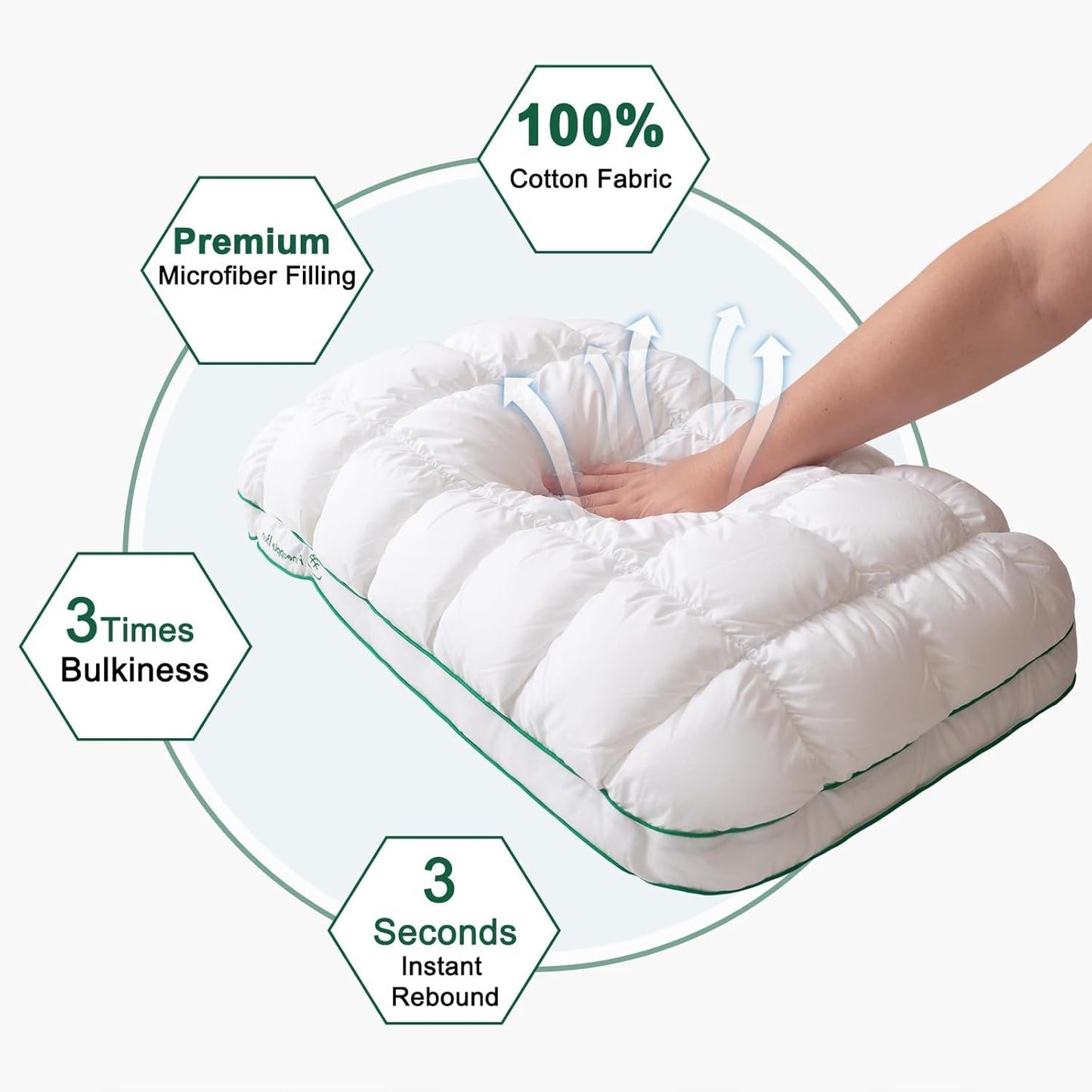 YOUR MOON Fluffy Support Bed Pillow - Queen Size, Super Soft Down-Alternative Filling for Side Sleepers | Luxury Hotel Quality (White)