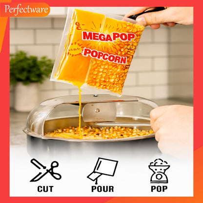 Perfectware Popcorn Portion Packets - Kernels, Salt & Coconut Oil for Popping Machine | 4 oz, 12 Count