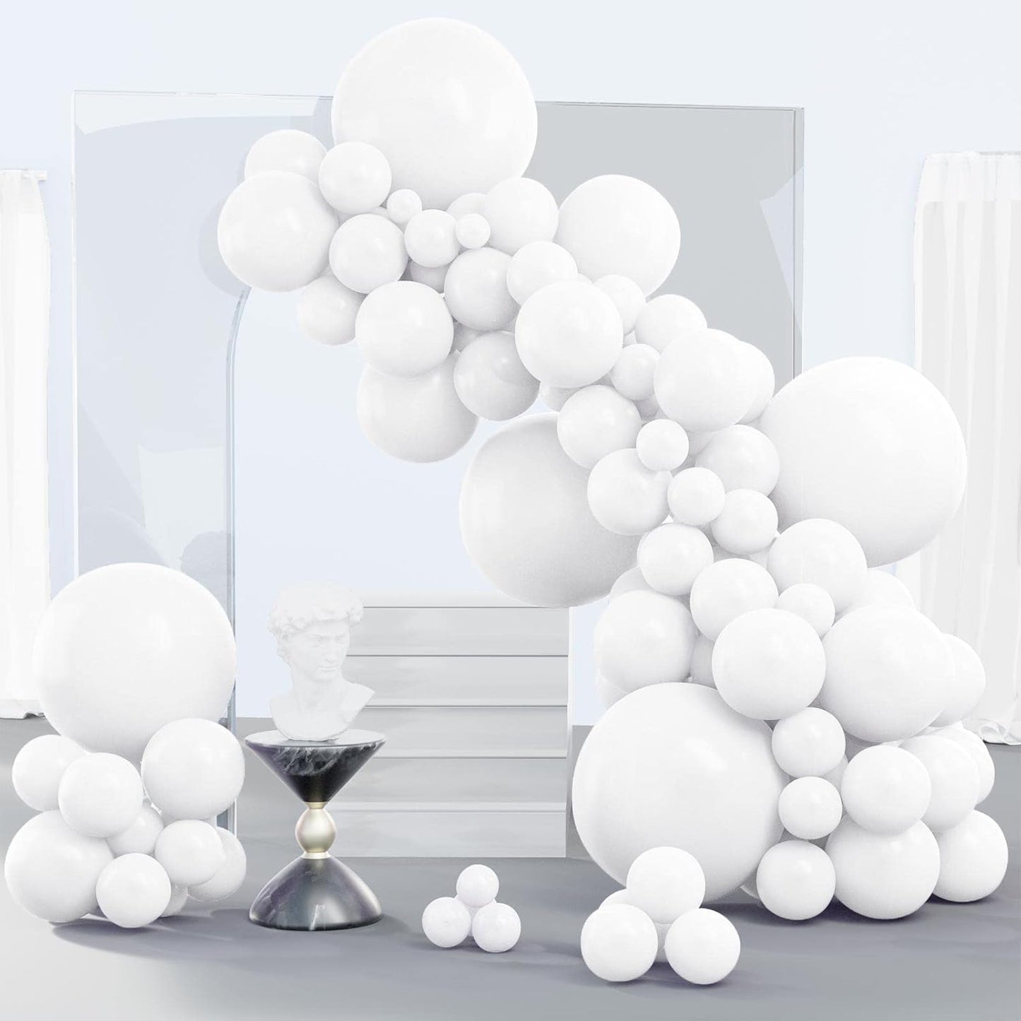 PartyWoo White & Pastel Pink Balloons - 280 Pcs for Stunning Celebrations