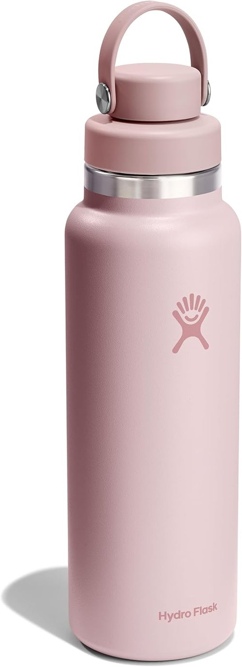 Hydro Flask Water Bottle - Insulated Stainless Steel - 40 Oz Wide Mouth Chug Lid in Tonal Trillium Pink
