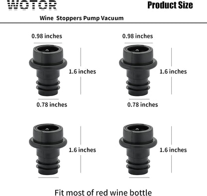 WOTOR Wine Stoppers Vacuum, Wine Saver, Wine Pump Vacuum Stoppers, Wine Preserver, Reusable Bottle Sealer Keeps Wine Fresh (Black, 24 Pieces)