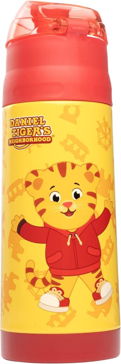 Daniel Tiger Stainless Steel Water Bottle - 13 oz Insulated, Spill-Proof Lid with Straw | Yellow, Perfect for Kids