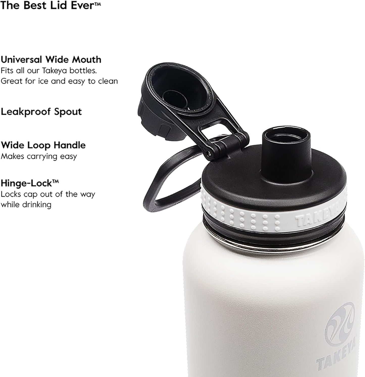 Takeya Originals Vacuum-Insulated Water Bottle - 24oz Stainless Steel, Sleek Black Finish
