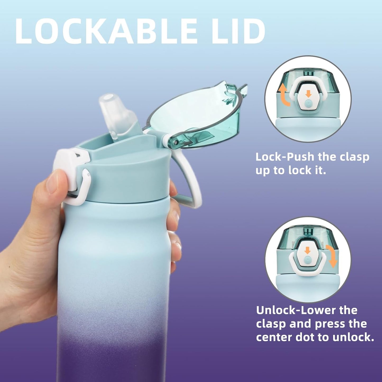Skiennix Insulated Water Bottle - 18 Oz Stainless Steel Flask with Straw & Carry Loop | Ocean Dream