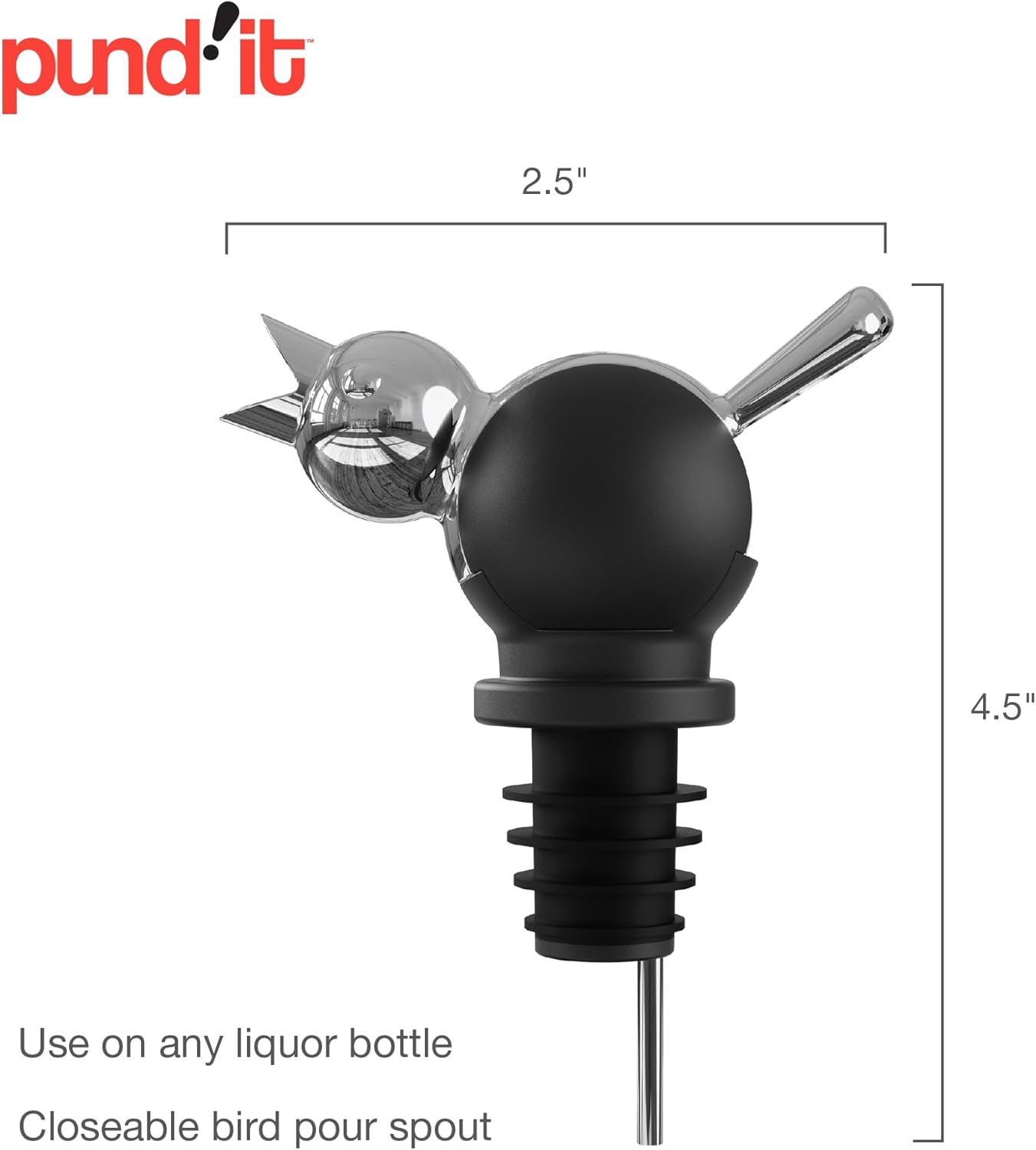 Pund'it Tequila Mockingbird Liquor Pour Spout, Reusable Liquor Bottle Pourer