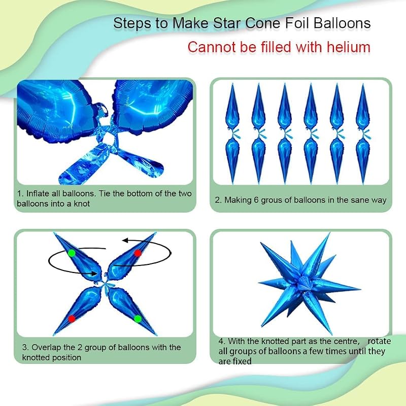 3Pcs 26Inch 3D Explosion Star Foil Balloons - Red & White Cone Burst Set (Variation: Red White)
