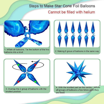 3Pcs 26Inch 3D Explosion Star Foil Balloons - Red & White Cone Burst Set (Variation: Red White)