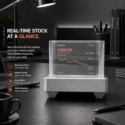 Holographic Desk Display with Real-Time Crypto, Stocks, Weather & Clock – Pixel Art Gamer Desk Gadget