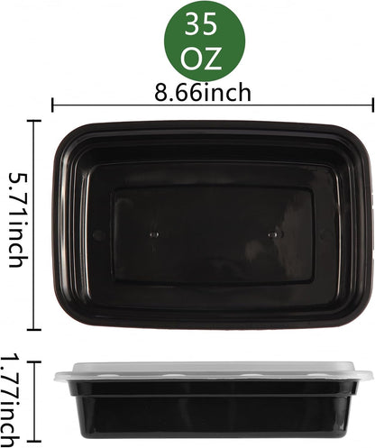 Skiennix 10-Pack 35oz Meal Prep Containers - Disposable Food Storage with Lids, Microwave & Dishwasher Safe