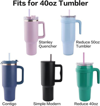 Joshey 12 Inch Tritan Replacement Straws - 6 Pack Reusable Straws with Cleaning Brush for Stanley 40oz & 30oz Tumbler, BPA-Free (Clear)