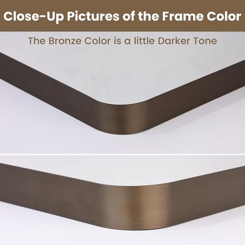 LOAAO Bronze Bathroom Mirror - 40”X32” Rounded Rectangle with Anti-Rust Frame | Hangs Horizontally or Vertically