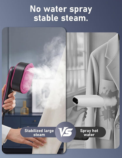 Skiennix Travel Garment Steamer - 1200W Portable Handheld Iron with LED Display | Fast 10s Heat-Up, All-Fabric Wrinkle Remover