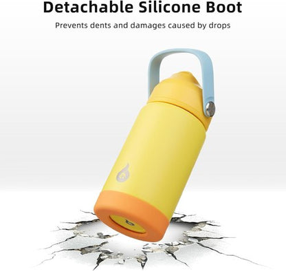 BJPKPK Insulated Water Bottle - 12oz Thermo Bottle with Straw Lid, Flex Handle & Non-Slip Boot, BPA Free, Fresh Green