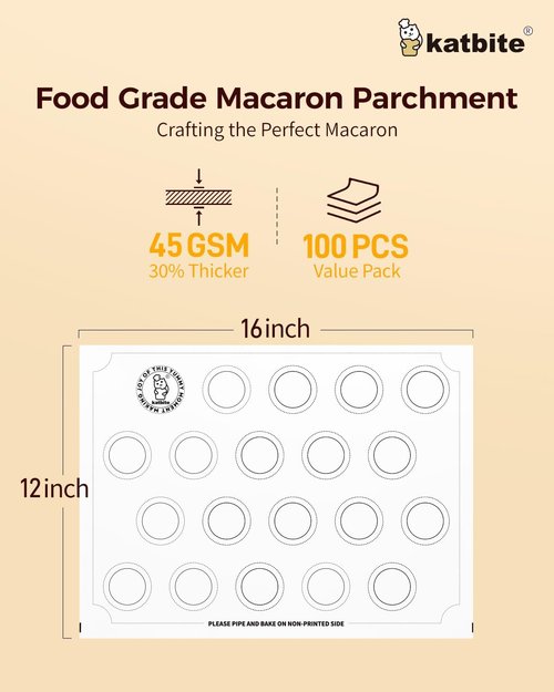Katbite Unbleached Parchment Paper - 200 Pcs 12x16 In Macaron Sheets for Baking