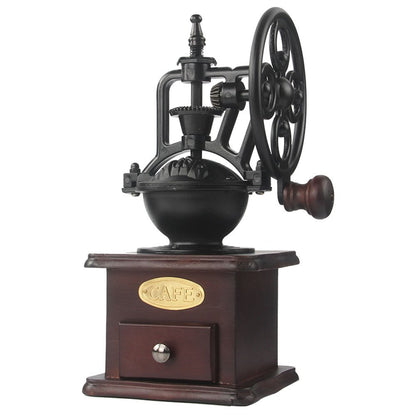 MOON-1 Manual Coffee Grinder Antique Cast Iron Hand Crank Coffee Mill With Grind Settings & Catch Drawer ，120 x 120 x 260mm..