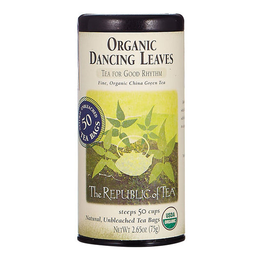 The Republic of Tea Organic Dancing Leaves Green Tea, 50 Tea Bag Tin