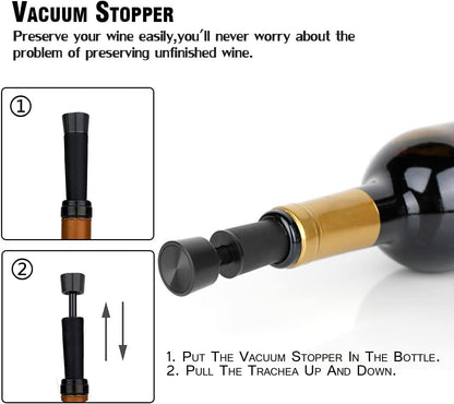 Mini Wine Opener Set | Travel Portable Pocket Air Pressure Pump Wine Bottle Opener with Aerator, Foil Cutter, and Vacuum Stopper | 7S Quick Bottle Opening | for Home, Restaurant, Party,Wine Lovers