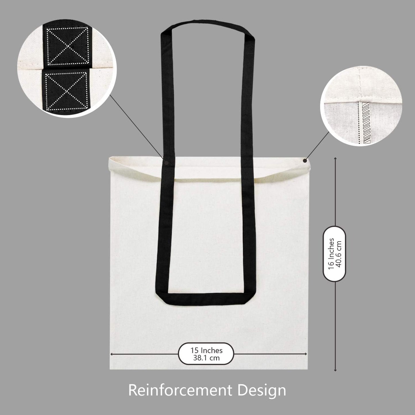 TOPDesign Cotton Tote Bags - 6-Pack Lightweight Reusable Grocery Bags for DIY & Promotions