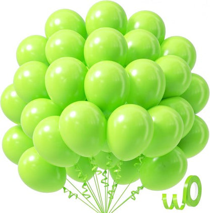 Awenztech Lime Green Balloons - 12 Inch Latex Party Balloons | 50pcs for Baby Shower & Birthday Decor
