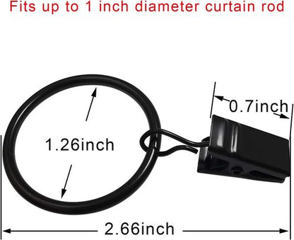 40 Pack Black Curtain Rings by [Brand Name] - Durable Drapery Clips with 1.26 in Interior Diameter