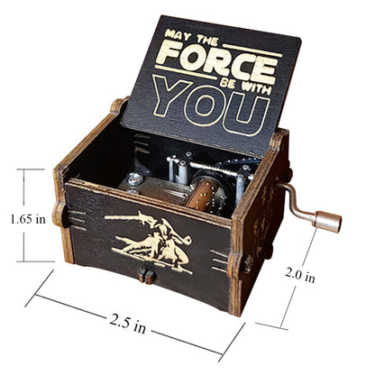 Bolunlun Star Wars music box, wooden hand crank music box, wooden toys for movie fans, gifts for boyfriends and kids, perfect for Valentine's Day, birthdays, Halloween and Christmas. (Star Wars song)