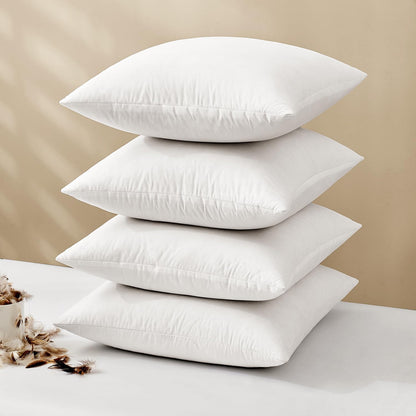MIULEE Pillow Inserts | Premium Down Feather Stuffers - 18x18 Inches, Pack of 4, White Cotton Fabric