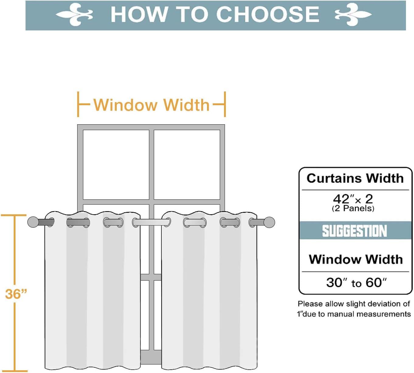 ChrisDowa Small Window Curtains - Grommet Thermal Insulated Room Darkening Panels (Brown, 42 x 36 Inch)