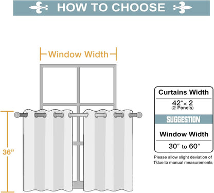 ChrisDowa Small Window Curtains - Grommet Thermal Insulated Room Darkening Panels (Brown, 42 x 36 Inch)