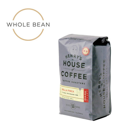 Henry's House Of Coffee | Espresso Blend Bella Finca | Dark Roast | Whole Beans 12oz Bag