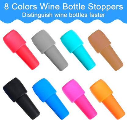 8 Pcs Reusable Silicone Bottle Stoppers Sealed Silicone Wine Stopper Soft Wine Stoppers Unbreakable Bottle Cover Caps for Keeping Whiskey Champagne Drink Fresh Home Use