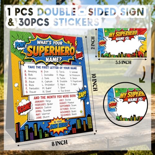 What Is Your Superhero Name Game Birthday Party Game Set - Variation 3