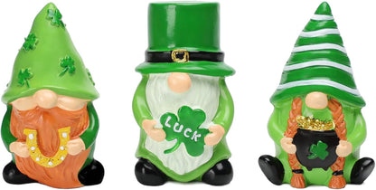 St. Patrick's Day Gnome Decorations - 3Pcs Lucky Resin Ornaments for Tiered Tray | Home Decor