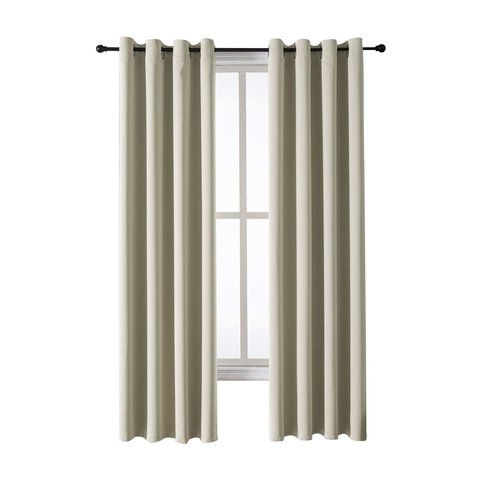 ChrisDowa Grommet Room Darkening Curtains for Bedroom and Living Room - 2 Panels Set Thermal Insulated Blackout Curtains (Beige, 52W x 84L)