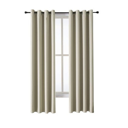 ChrisDowa Grommet Room Darkening Curtains for Bedroom and Living Room - 2 Panels Set Thermal Insulated Blackout Curtains (Beige, 52W x 84L)