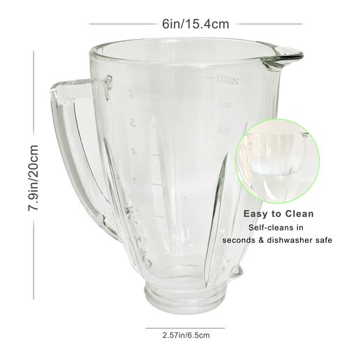 6 Cup Blender Glass Jar Replacement Parts with Blade for Oster Osterizer NOT fit Pro Master or Versa models