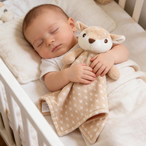 CREVENT Cozy Plush Baby Security Blanket - Soft Lovey for Boys & Girls | Adorable Brown Deer Design