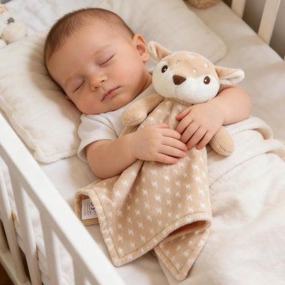 CREVENT Cozy Plush Baby Security Blanket - Soft Lovey for Boys & Girls | Adorable Brown Deer Design