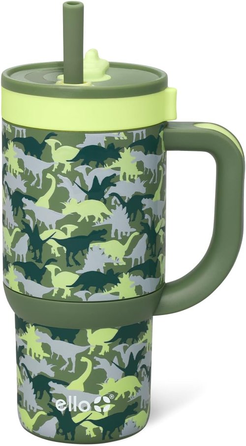 Ello Oasis 14oz Stainless Steel Toddler Tumbler - Leakproof, Insulated Kids Water Bottle | BPA Free, Dinos