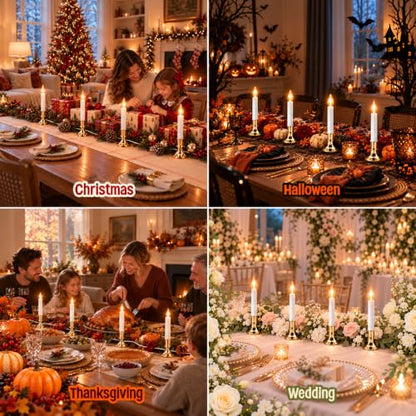 8 Pack Christmas Electric Window Candle Lights with Gold Base and Clear Bulbs