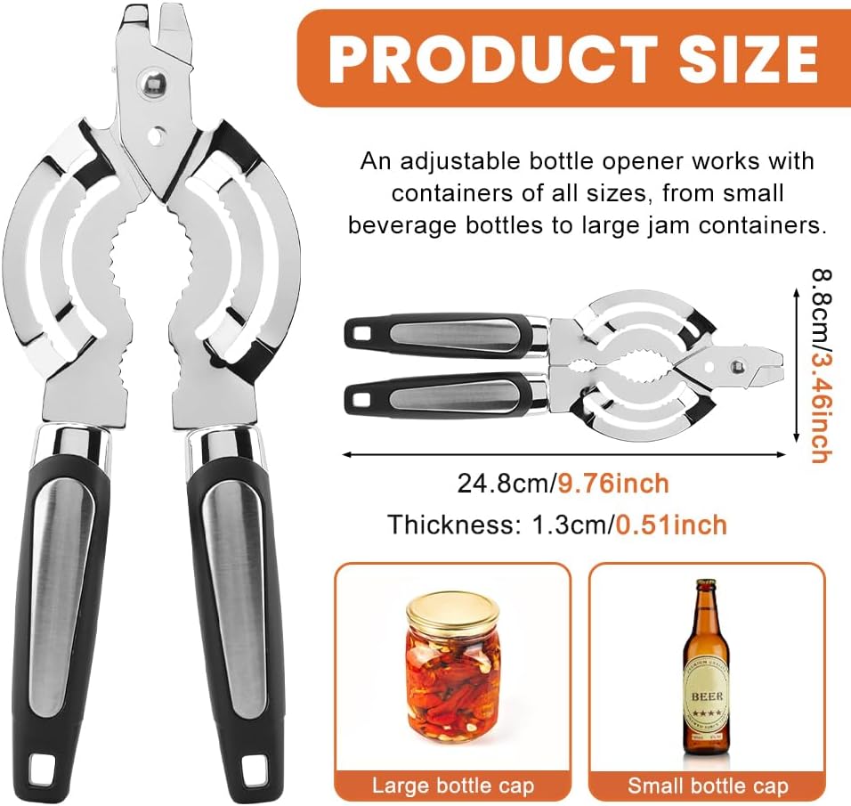 Skiennix Stainless Steel Jar Opener - Adjustable Tool for Weak Hands & Seniors | Kitchen Essential