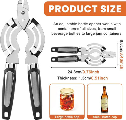 Skiennix Stainless Steel Jar Opener - Adjustable Tool for Weak Hands & Seniors | Kitchen Essential
