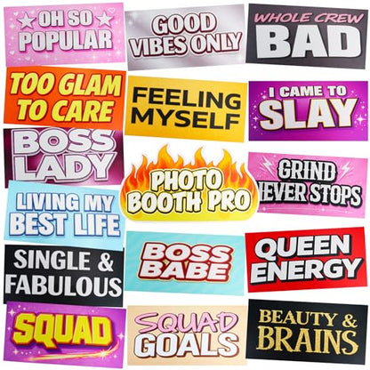16 Designs Waterproof Photo Booth Props Set for Parties and Events