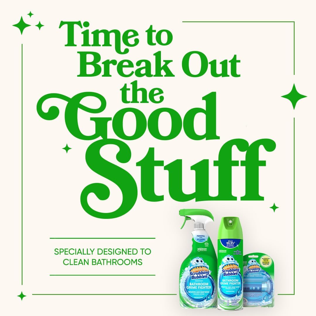 Scrubbing Bubbles Bathroom Cleaner - Foaming Disinfectant for Grime Removal | Rainshower Scent, 20oz