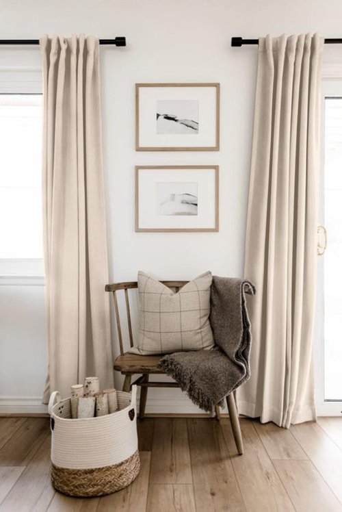 100% Blackout Shield Linen Blackout Curtains for Bedroom 63 Inches Long, Back Tab/Rod Pocket Living Room Drapes, Thermal Insulated Blackout Curtains 2 Panels Set, 50" W x 63" L, Beach Sand