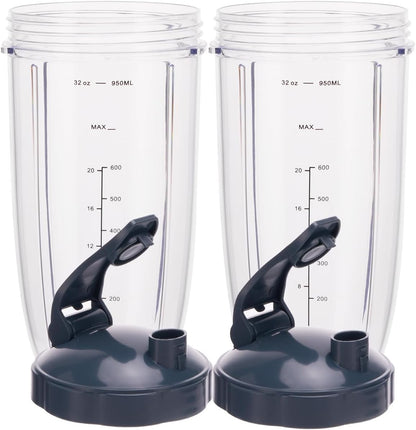 NutriBullet 32oz Replacement Blender Cups - 2-Pack with Flip-Top To-Go Lid for Easy Travel