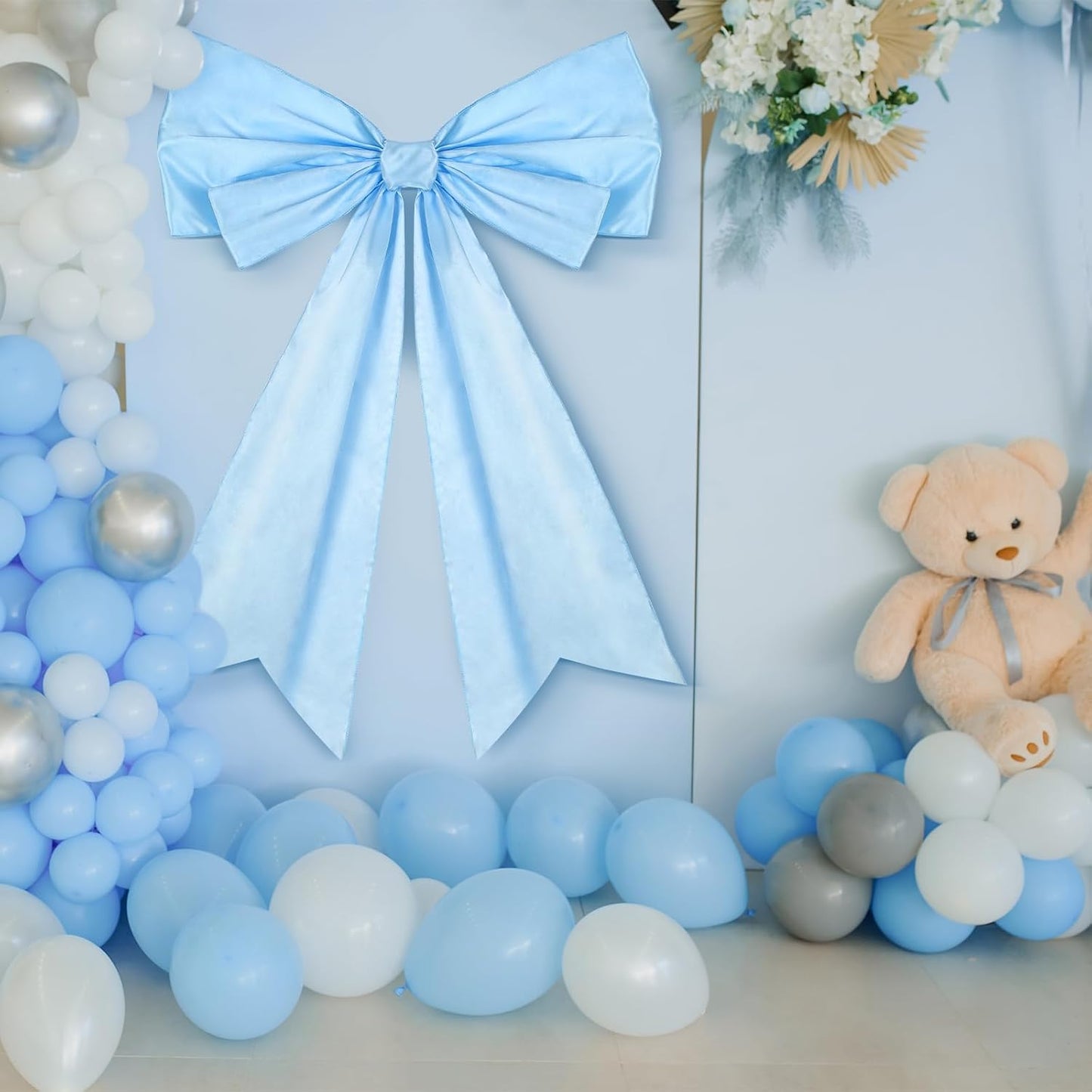 Skiennix Large Blue Coquette Bow - 27.6 x 21.7 Inch Wall Decor for Birthdays & Showers