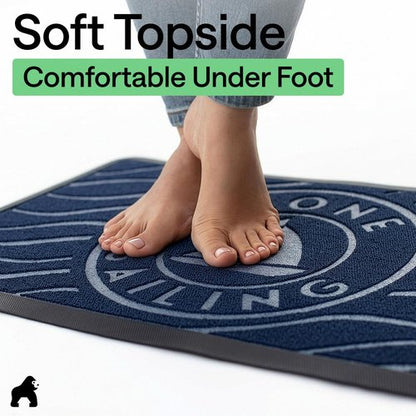 GORILLA GRIP 100% Waterproof All-Season WeatherMAX Doormat US Designed Natural Rubber, Stain and Fade Resistant, Low Profile Indoor Outdoor Door Mats, Easy Clean Patio Mat, 29x17, Blue Sailing