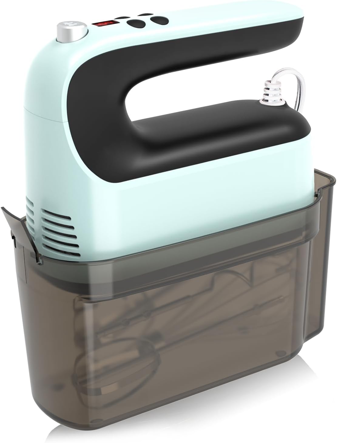 Skiennix 9-Speed Hand Mixer - 400W Powerful Electric Mixer with Snap-On Storage Case & 5 Accessories (Ice Blue/Black)