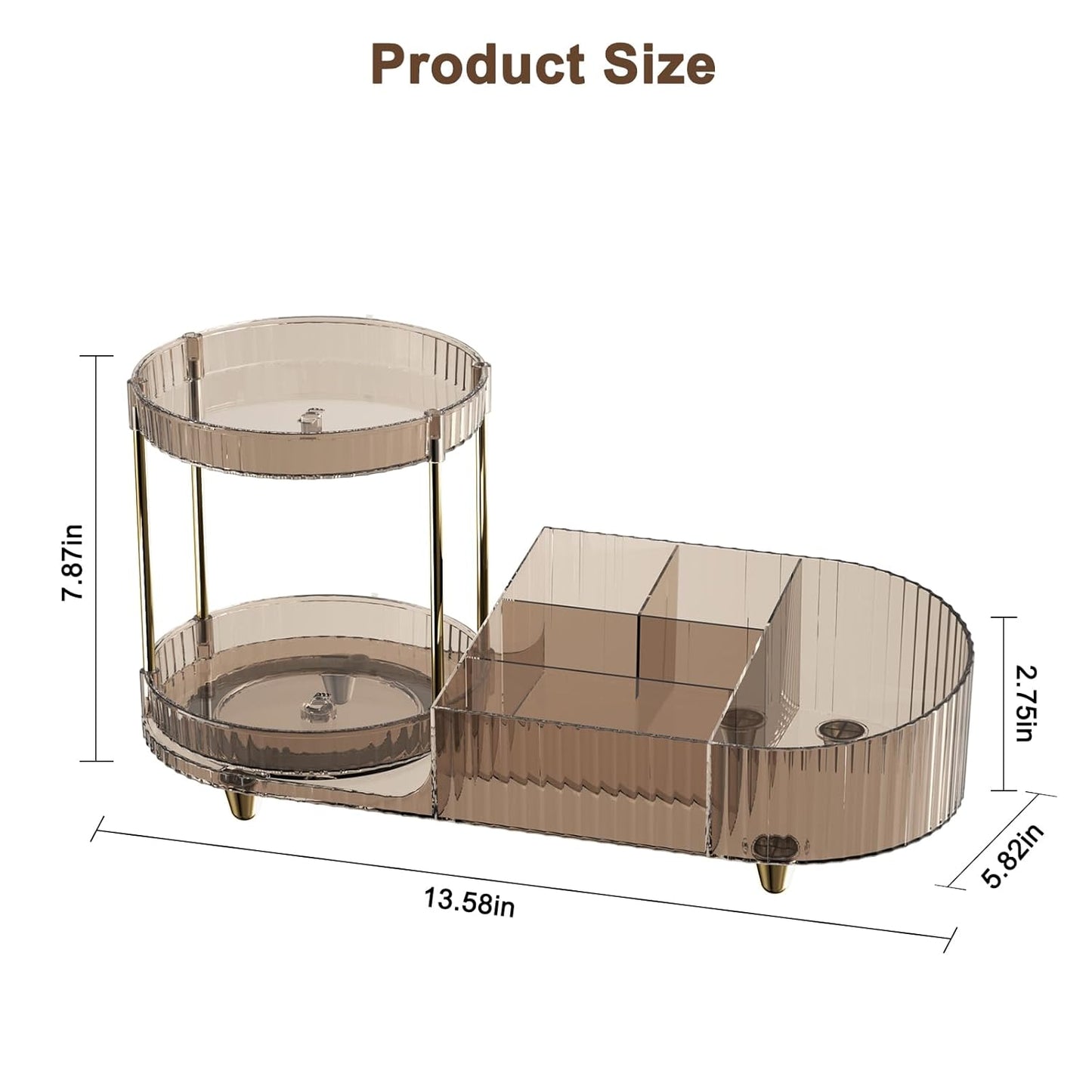 Skiennix Makeup Organizer - 360° Rotating Perfume Trays & 7-Divider Vanity Storage | Ideal for Bedroom & Bathroom