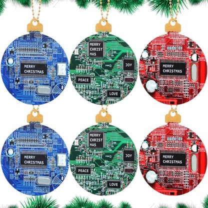 Vercraft Vivid Christmas Computer Circuit Board Ornaments - 6 Pack